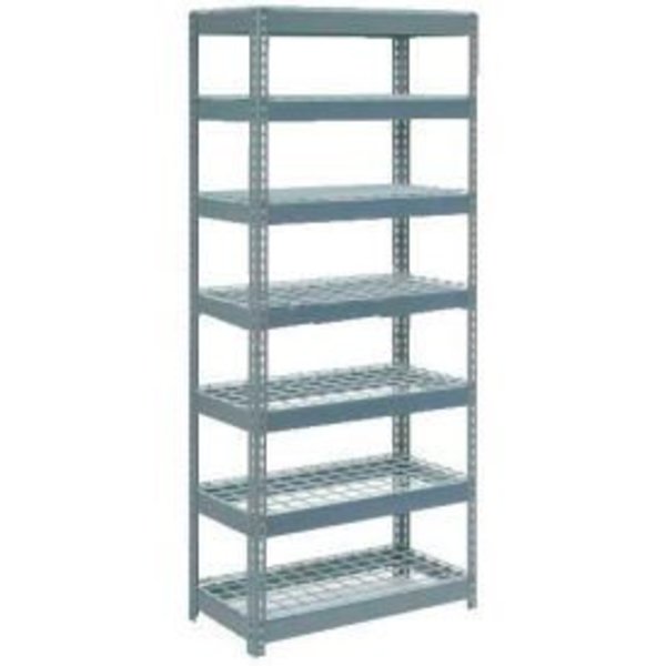 Global Equipment Extra Heavy Duty Shelving 36"W x 12"D x 84"H With 7 Shelves, Wire Deck, Gry 717423